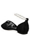 Women Pearl & Rhinestone Strap Flat Sandals in Black - 2