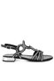 Women Cut Out Detail Rhinestone Flat Sandals in Black - 2