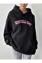 Women's Black Excallent 3 Thread O Oversized K Hooded Hoodie Sweatshirt - 2