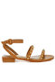 Women Studded Ankle Strap Flat Sandals in Tan - 2
