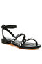 Women Studded Ankle Strap Flat Sandals in Black