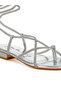 Women Rhinestone Embellished Lace-Up Sandals in Silver - 4