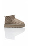®   I Printed Women's Short Fur Lined Beige High Sole Daily Boots 55395 - 2