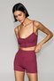 Zerra Women's Soft and Flexible Fabric Printed Detailed Strappy Buttoned Burgundy Sports Bra - 4