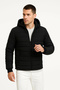 Men's Inflatable Hooded Zippered Coat Water Repellent Quilted Lined with Pockets - Black - 6