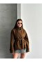 Women's Mock Neck Belted Short Lined Melton Coat - 5