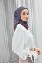 وشاح قطني ناعم بنمط أوراق الشجر باللون الأزرق الفولاذي خفيف الوزن ومتين 90x90 - 3