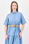 Women Plain Belted Maxi Dress, Light Blue - 2
