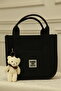 Buzi Fabric Teddy Bear Crossbody Bag with Column Strap - 6