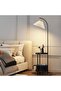 Modern Floor Lamp with Pleated Lampshade, 3-Color Dimming & Built-in Side Table (Black) - 2