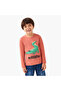 Boys Crew Neck T-shirt with Crocodile Print - Cotton - Long Sleeves