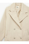 Long Sleeve Pocketed Buttoned Double-Breasted Collar Coat - 5