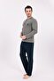 Men's Green Special Design Cotton Winter Long Sleeve Men's Pajama Set - 3