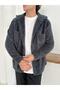 Unisex Anthracite Plush Shirt Collar Buttoned Double Pocket Regular Fit Wersoft Fleece Fabric - 2