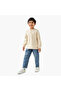 Textured Henley Neck T-shirt with Long Sleeves - 2