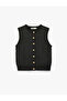 Gold Buttoned Crew Neck Knit Vest - 3