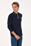 Men's Comfort Fit Half-Zip Navy Blue Sweatshirt 50308927-Vr033 - 3