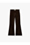 Cotton Velvet Ribbed Regular Waist Spanish Flare Trousers - Flare Jeans - 3