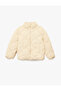 High Collar Zippered Long Sleeve Quilted Coat with Pockets