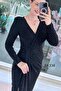 Double-Breasted Glitter Stone Dress 6K338 - 5