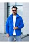 Unisex Blue Plush Shirt Collar Buttoned Double Pocket Regular Fit Wersoft Fleece Fabric - 2