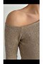 Women's Powder Off-Shoulder Long Sleeve Glittery Buzy Fabric Blouse - 3