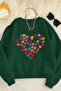 Hearts Printed Women's Crew Neck Sweatshirt
