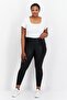 Women Plus Size Textured Pull On Leggings, Black - 3