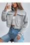 Women's Gray Pocket Detailed Short Jacket