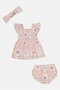 Toddlers Girl 3 Pieces Paisley Pattern Dress, Multicolor - 3