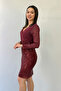 Double-Breasted Neckline Sequin Evening Dress Black, Beige, Emerald Green, Burgundy - 7