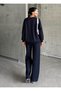 Navy Blue Knitwear Detailed Sweat Pants Set - 7053 - 4