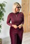 Burgundy Turtleneck Lace Transparent Bodysuit