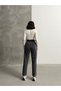 Kar Black High Waist Double Button Waistband Drawstrain Mom Jeans - 8
