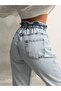 Ice Cream High Waist Double Button Waistband Drawstrap Mom Jeans - 4