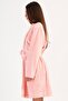 Women's Long Sleeve Shawl Collar Welsoft Fabric Soft Textured Pink Color Dressing Gown C9T1N1304 - 3