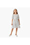 Polka Dot A-line Dress with Ruffle Detail - 2