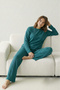 Thick Winter Interlock Striped Long Sleeve Knit Pajama Set - 3