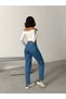 Blue High Waist Full Fit Mom Jeans - 8