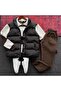 Padded Inflatable Vest, Segmented Fleece Sweatshirt and Fleece Tracksuit 3-Piece Set