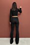 2-Piece Pack - Women's Half Fisherman Ribbed Crop Ispa Flared Olon Bottom Top Set - 6