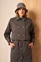 Women's Quilted Garnished Trench Coat Smoked 31253 - 5