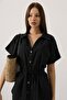 Women's Black Belted Pocket Detailed Trouser Suit Vs00593 - 4