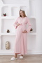 Long Sleeve Maternity Pajamas Dress Set Buttoned Lace Breastfeeding Nightgown - 2