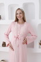 Long Sleeve Maternity Pajamas Dress Set Buttoned Lace Breastfeeding Nightgown - 3