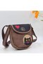 Cross Braided Shoulder Bag with Cat Love Figure Ethnic Bohemian Style - Brown - 2