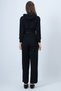 Black Hooded Openwork Knitwear Sweatshirt and Elastic Waist Palazzo Pants Vs01318 - 6