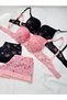 Women's Padded and Supported Floral Pattern Petrol Green & Black 2-Piece Boxer Type Underwear Set - 5
