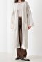 Ecru Wide Sleeve Double Pocket Long Knit Cardigan Vs01436 - 4