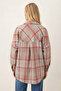 Women's Mink Oversized Plaid Cashmere Pocket Lumberjack Shirt Arm-26K001089 - 3